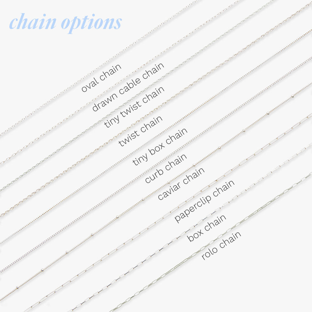 Text listing various chain options on a white background
