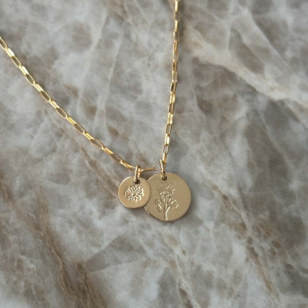 Gold necklace with coin pendant 14k gold filled