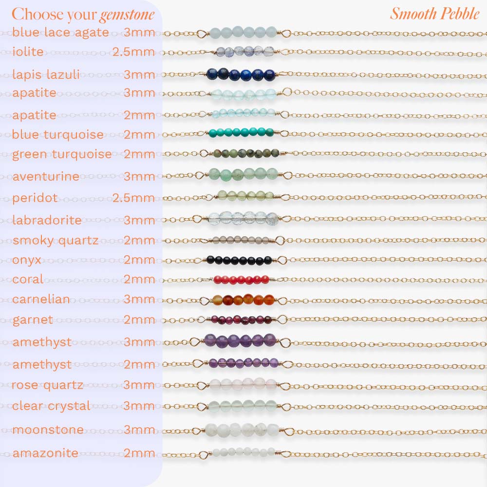 Collection of beaded bracelets with various gemstones on a white background