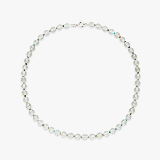 Iced matcha gemstone necklace silver