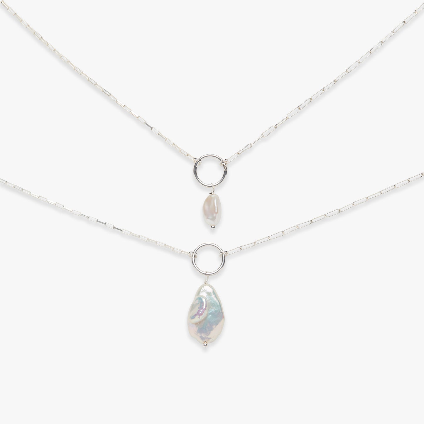 Baroque pearl necklace silver