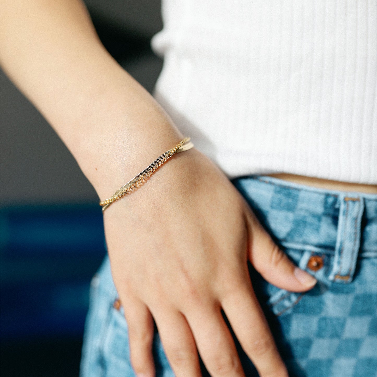 Gold filled basic armbandjes
