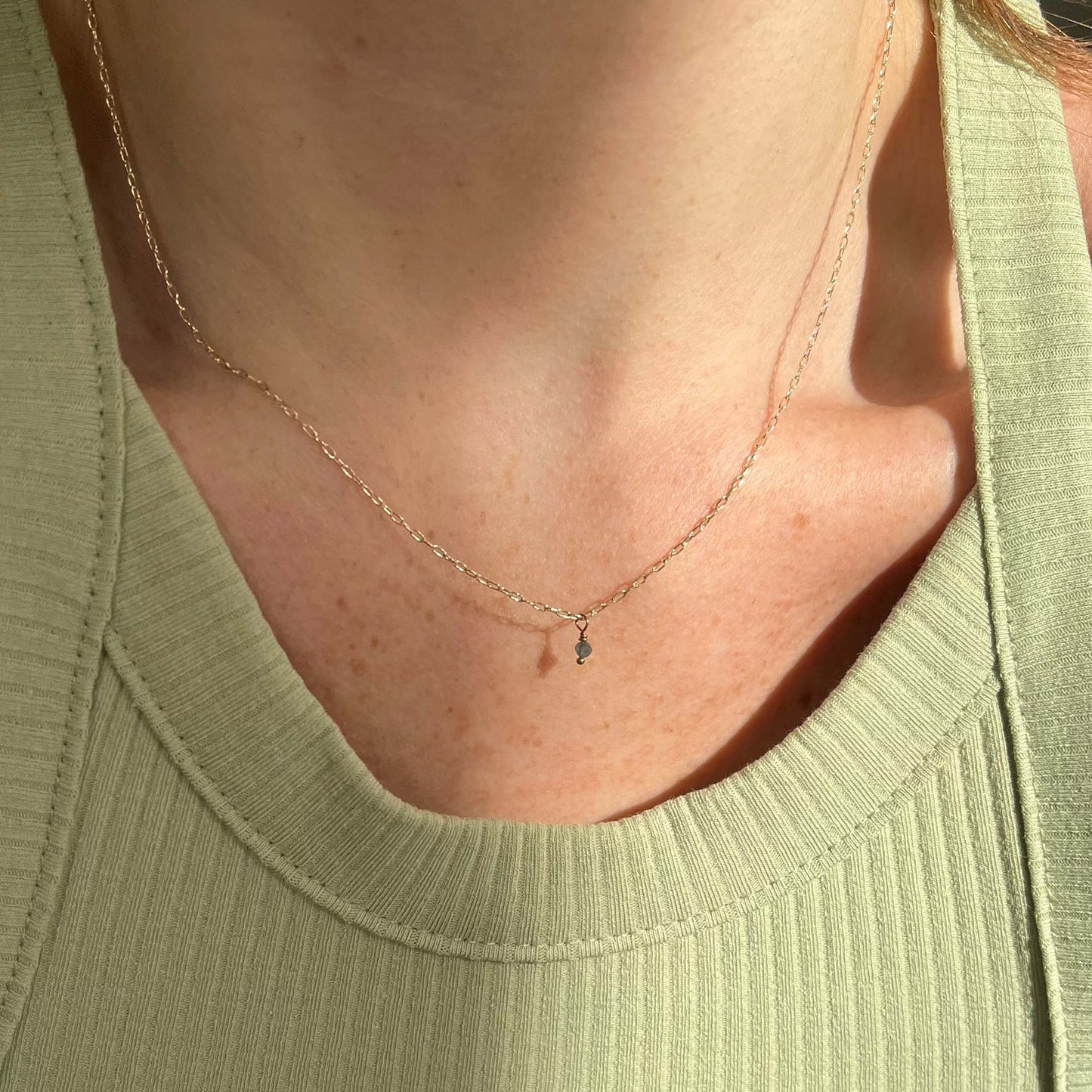 Gold filled handgemaakte ketting met saffier geboortesteen hanger september