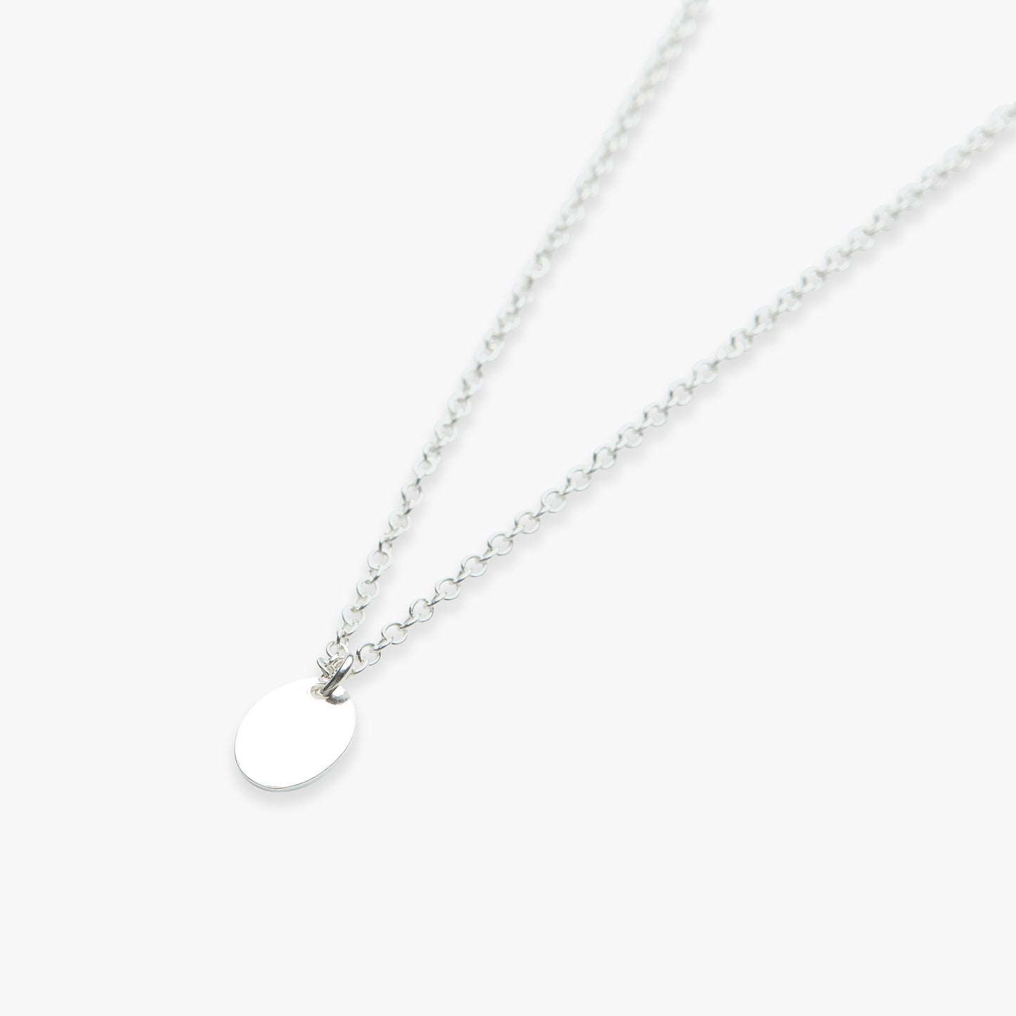 Small oval pendant necklace silver