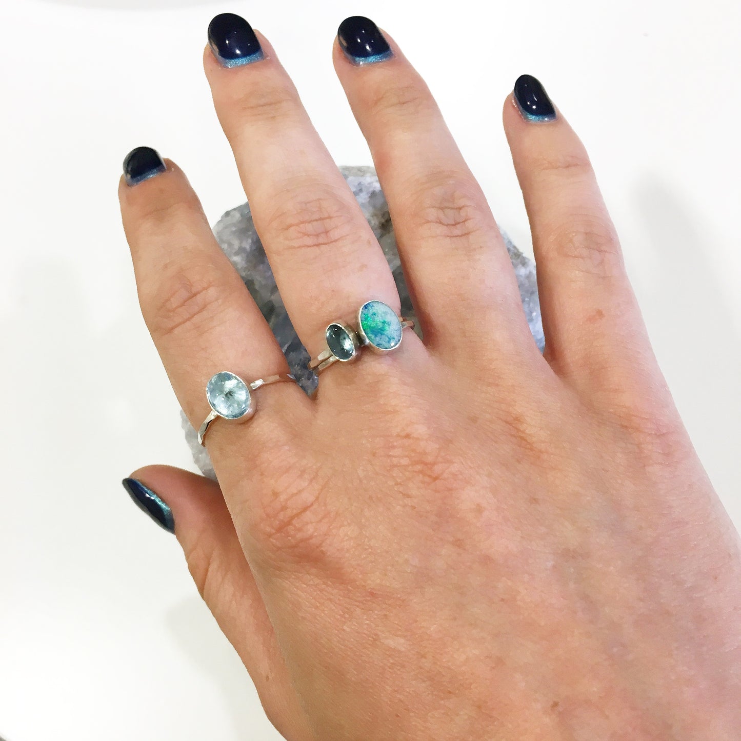 Edelsteen ring zilver