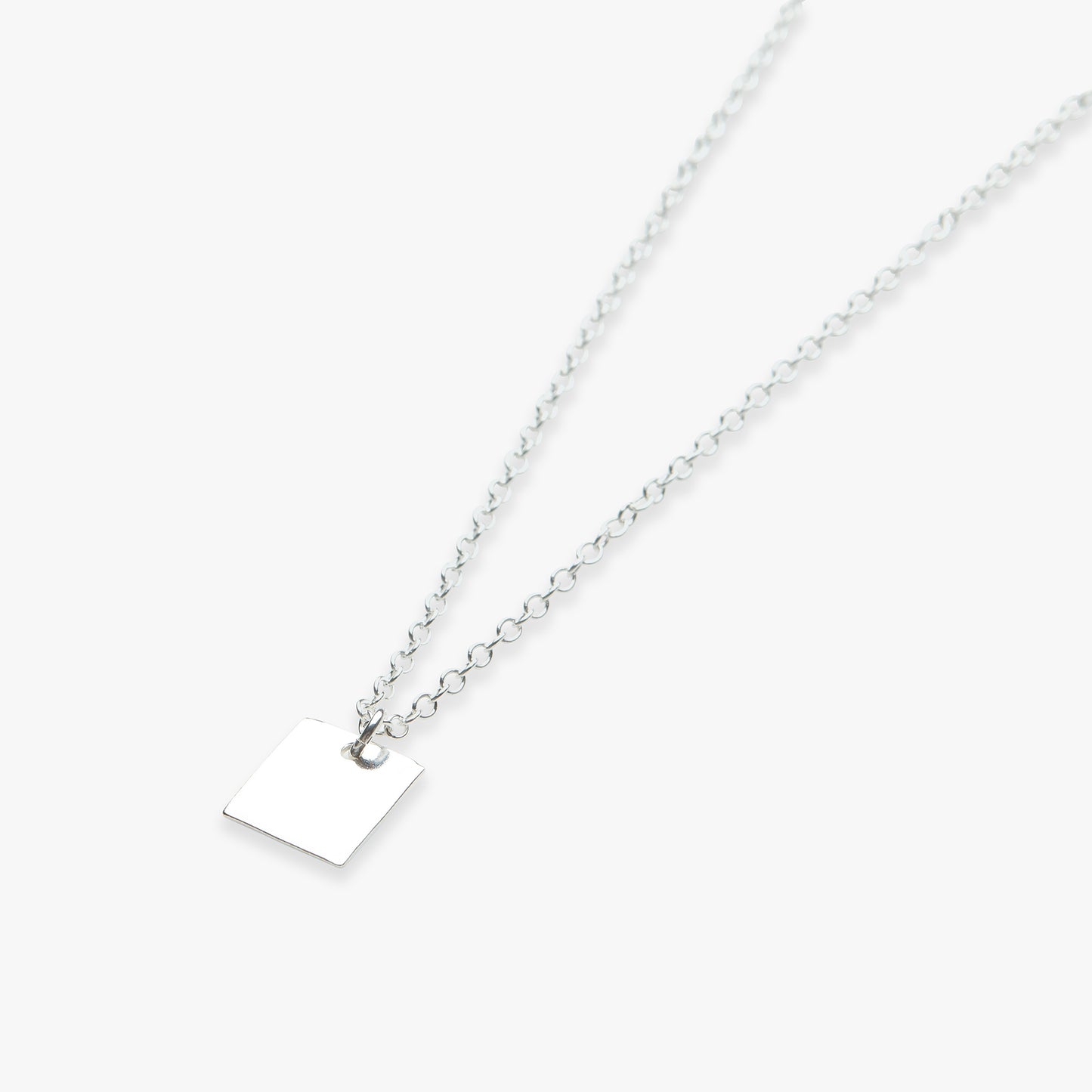 Square pendant necklace silver