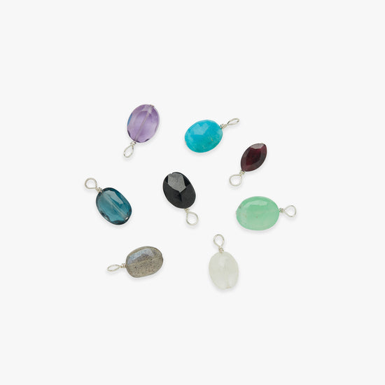 Load image into Gallery viewer, Add-on Cut Oval gemstone pendant silver
