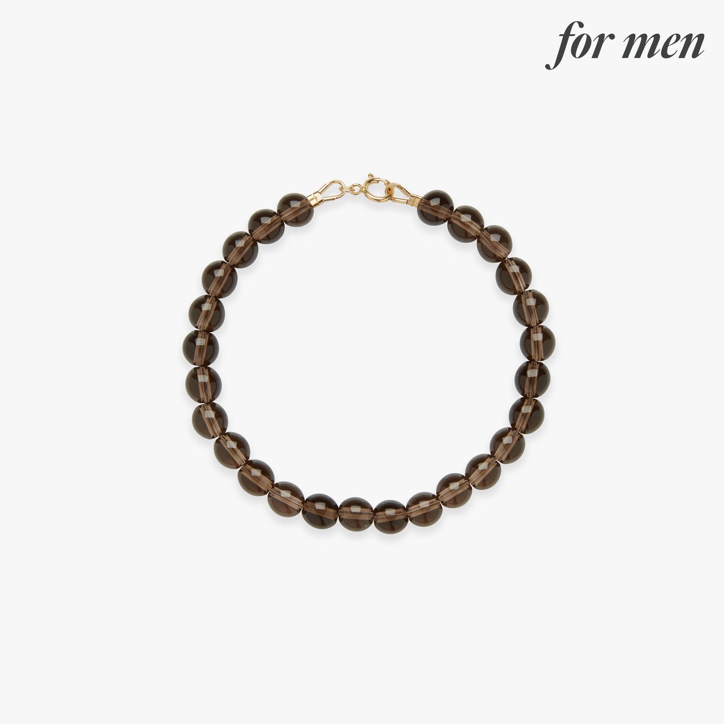 Brown beaded bracelet on a white background with 'for men' text.