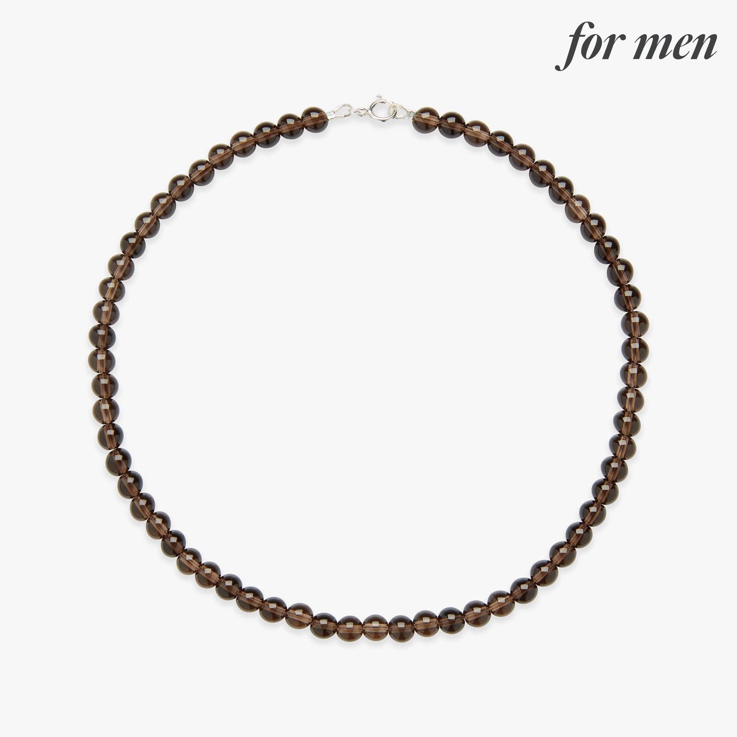 Brown beaded necklace on a white background with 'for men' text.