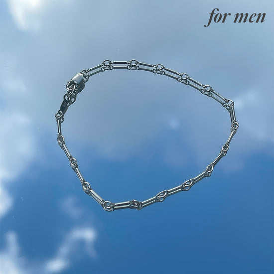 Bar chain bracelet silver for men
