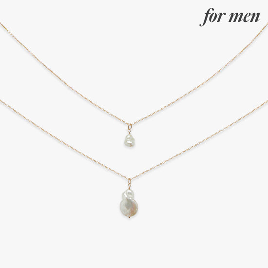 Baroque pearl charm necklace gold filled for men