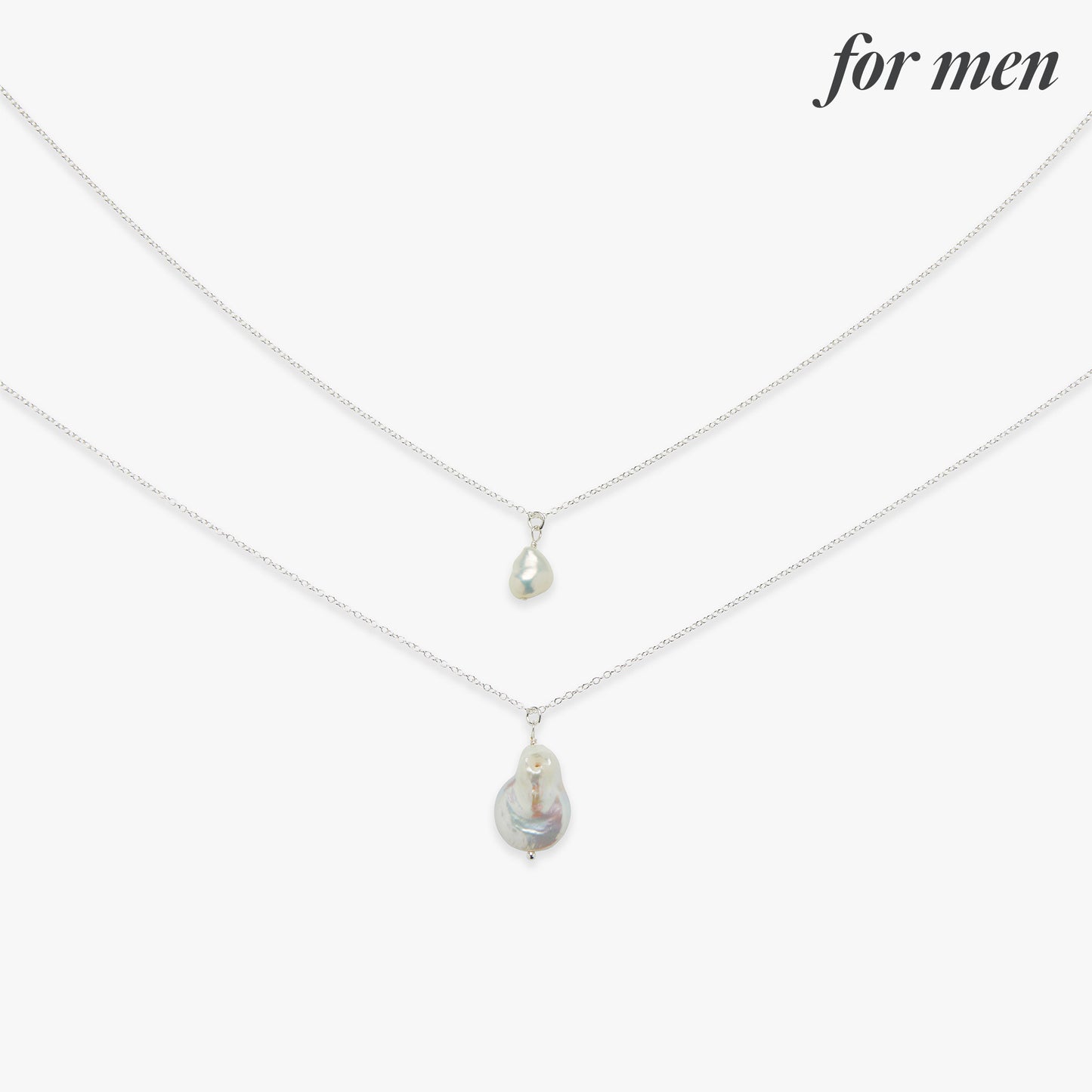 Baroque pearl charm necklace silver for men