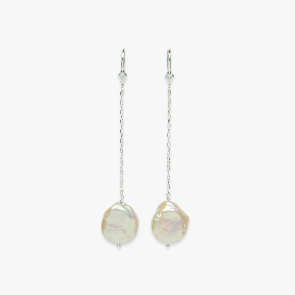 Baroque pearl hook earring silver