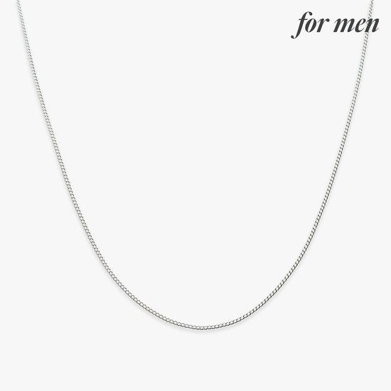 Basic curb chain necklace silver for men