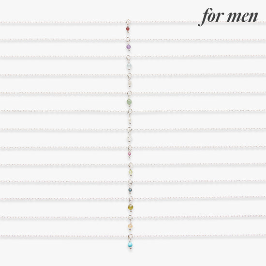 Birthstone necklace silver for men