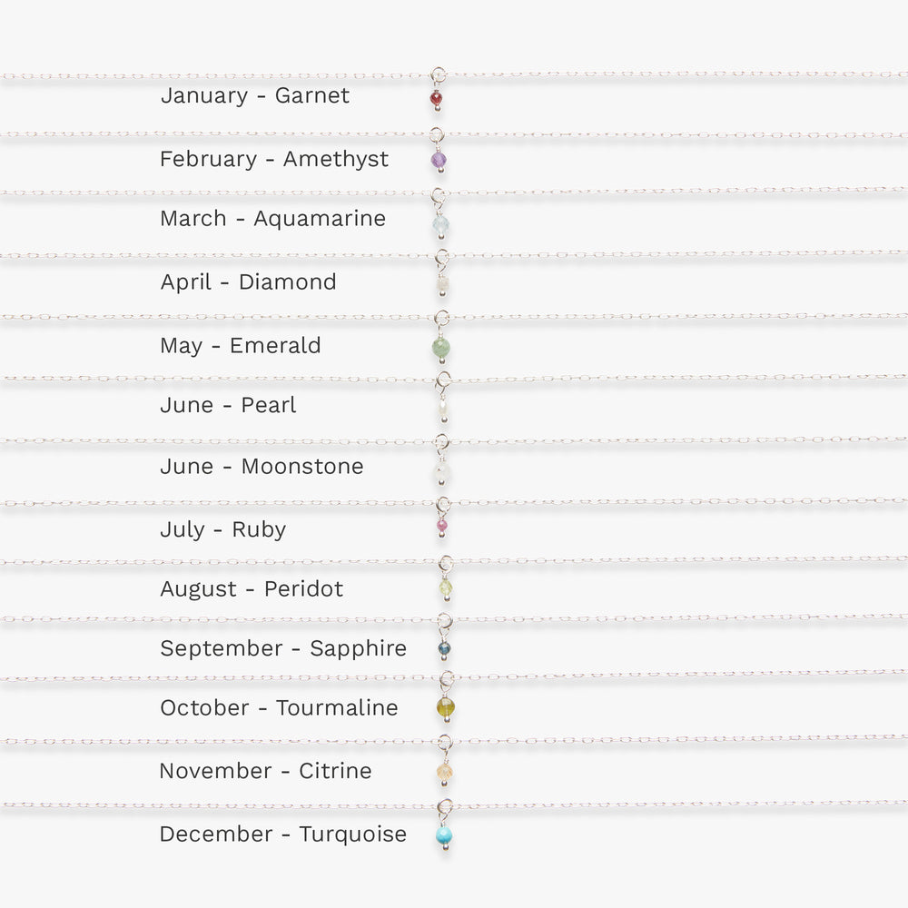 Geboortesteen ketting zilver voor mannen