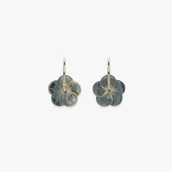 Load image into Gallery viewer, Black Wildflower earring gold filled
