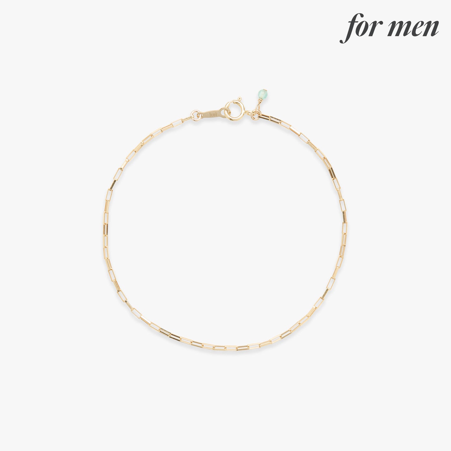 Gold bracelet on a white background with 'for men' text.