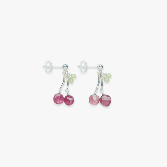 Cherry on top stud earring silver