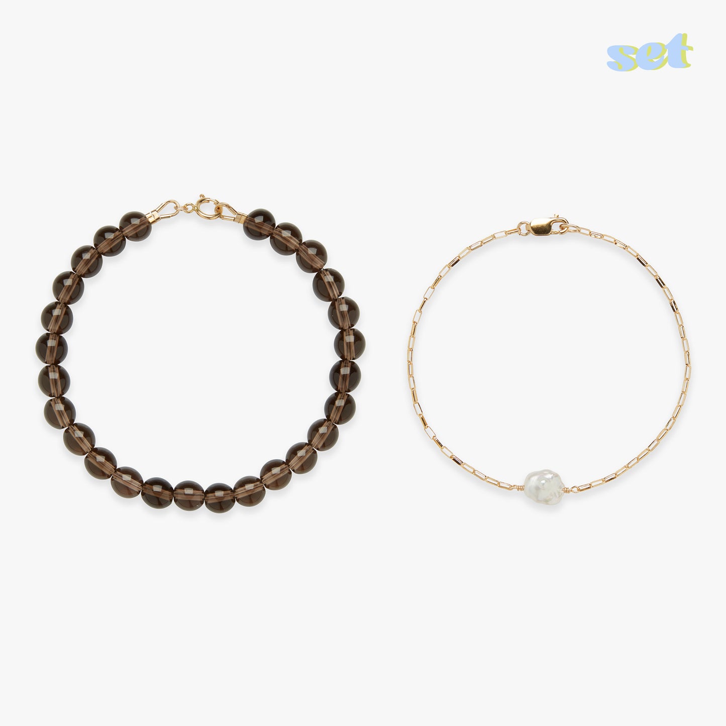 Load image into Gallery viewer, Coffee bracelet set gold filled

