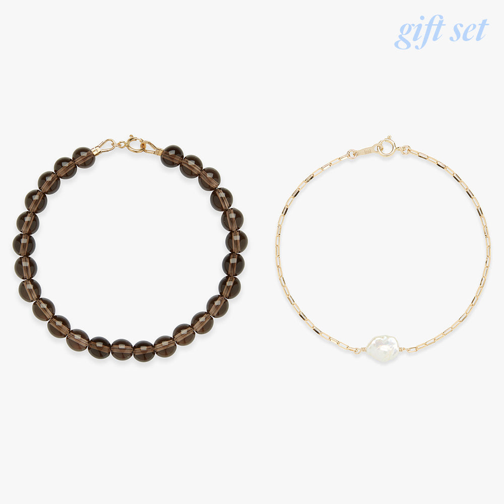 Coffee bracelet set gold filled