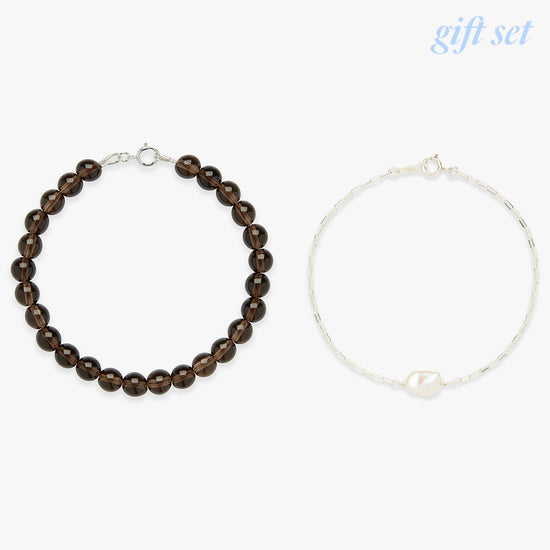 Coffee bracelet set silver