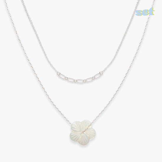 Cool Wildflower necklace set silver