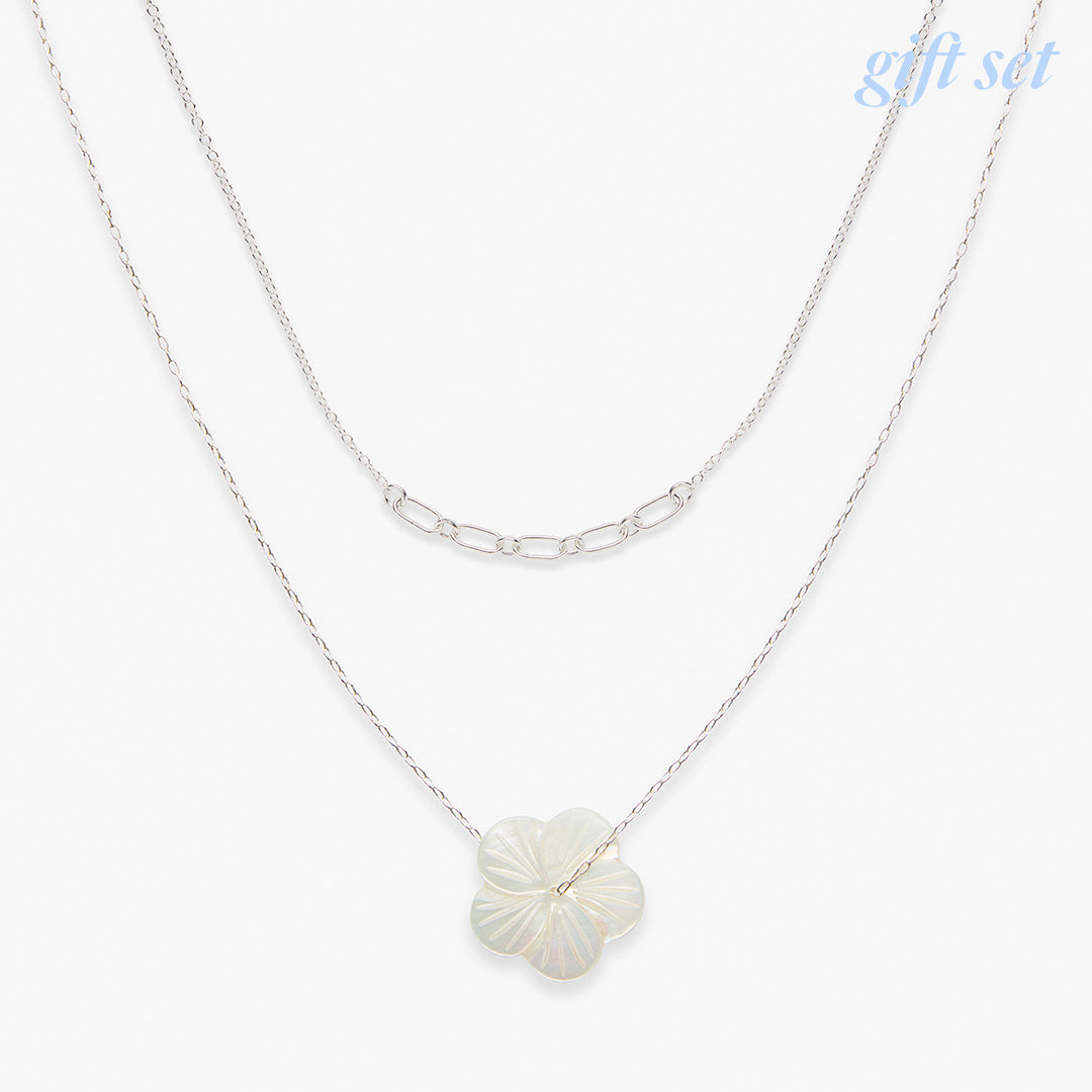 Cool Wildflower necklace set silver