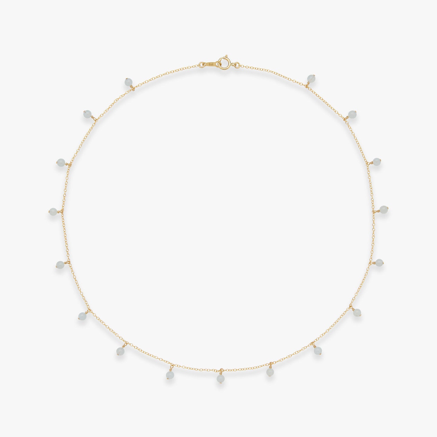 Necklace with small beads on a white background