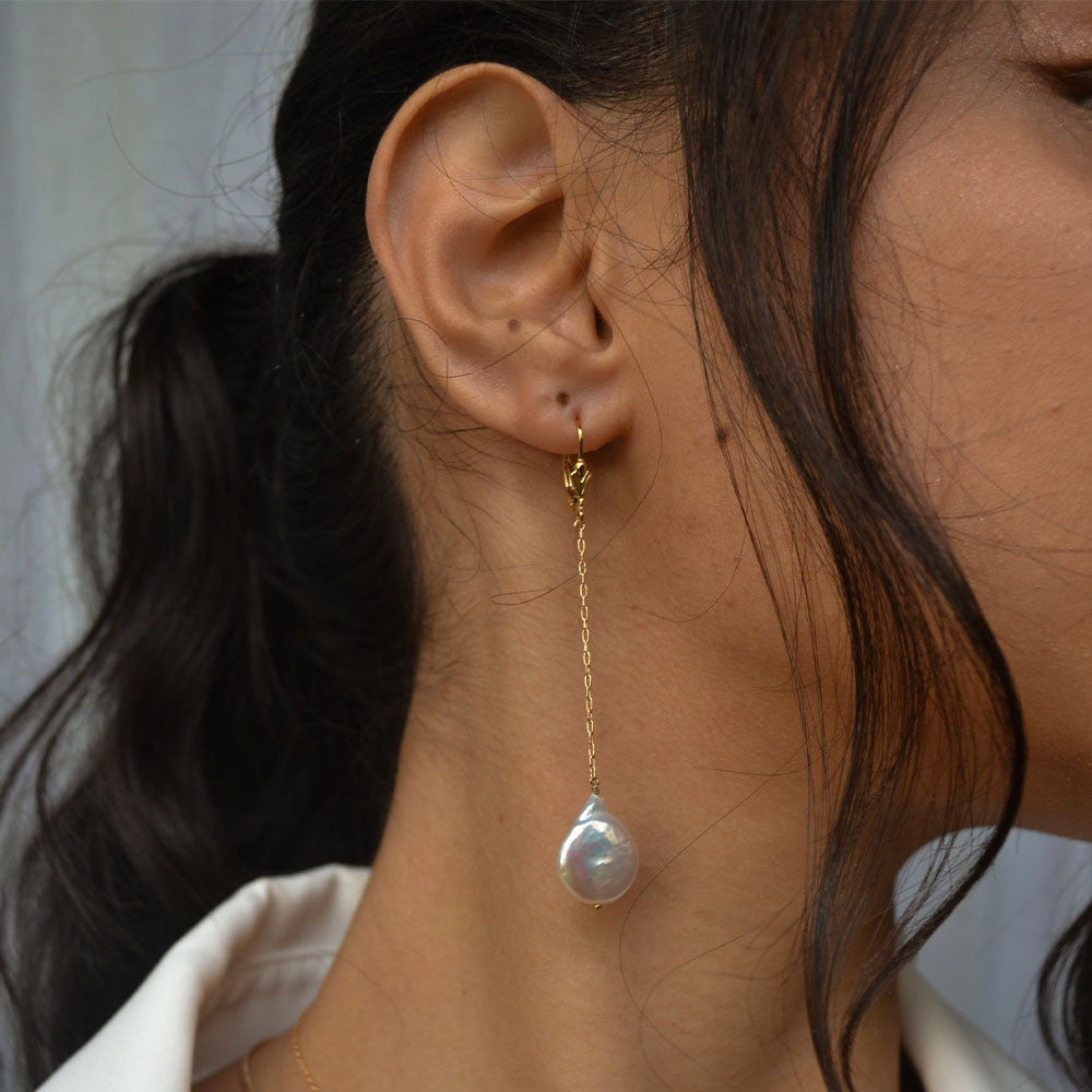 Baroque pearl hook earring gold filled