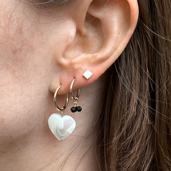 Mother of pearl heart charm earring gold filled