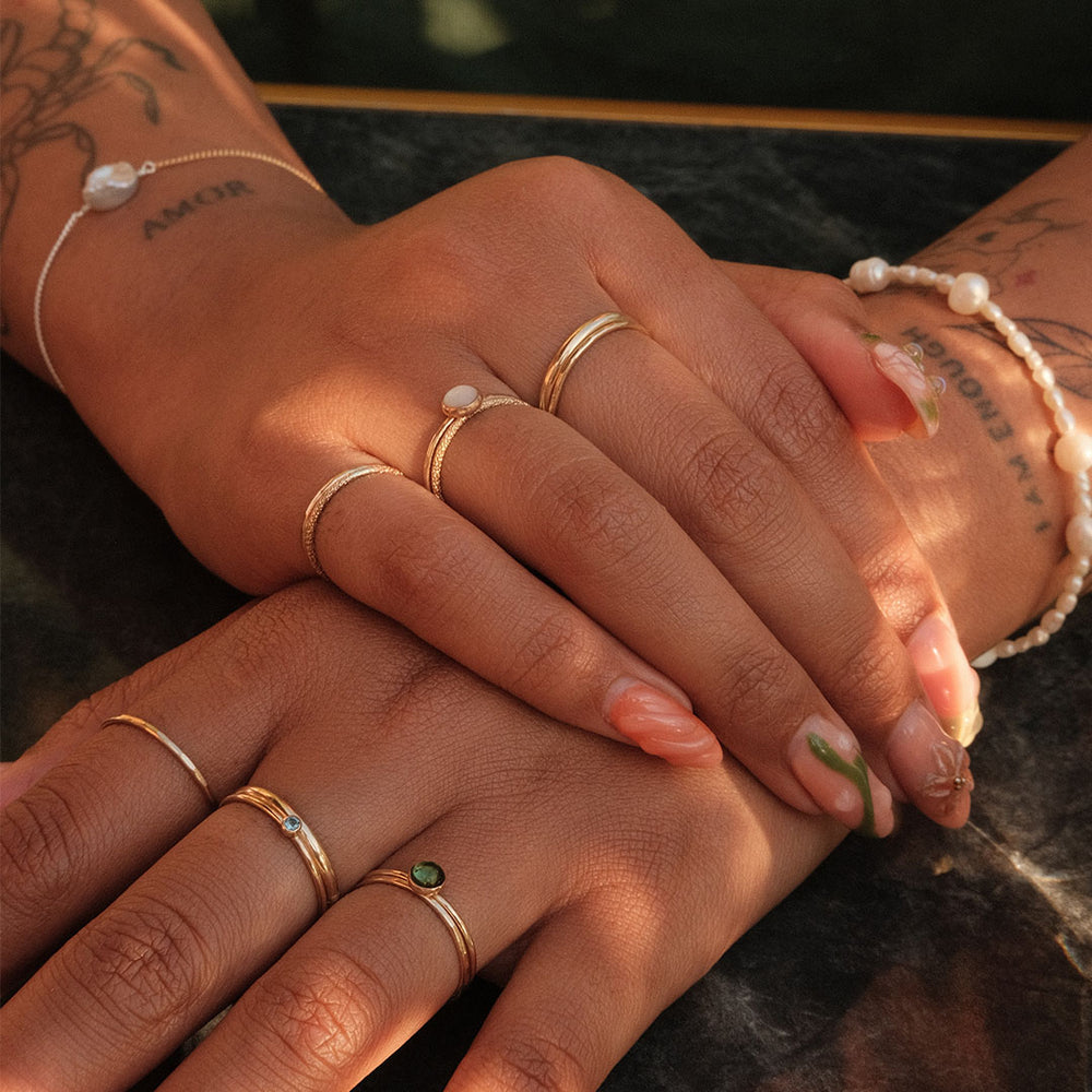 Tiny gemstone ring gold filled