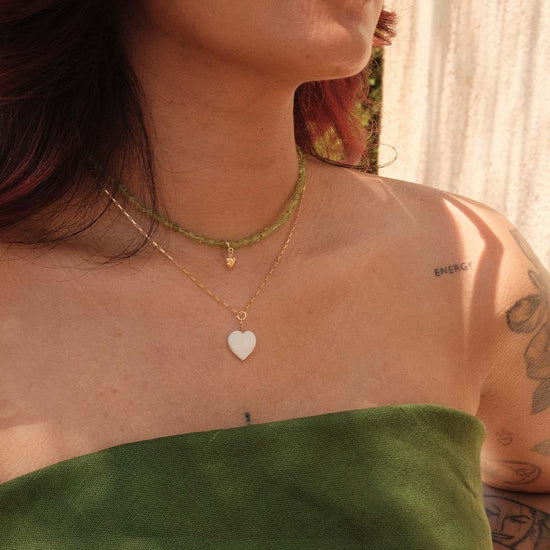 Peridot Puffy Heart ketting gold filled