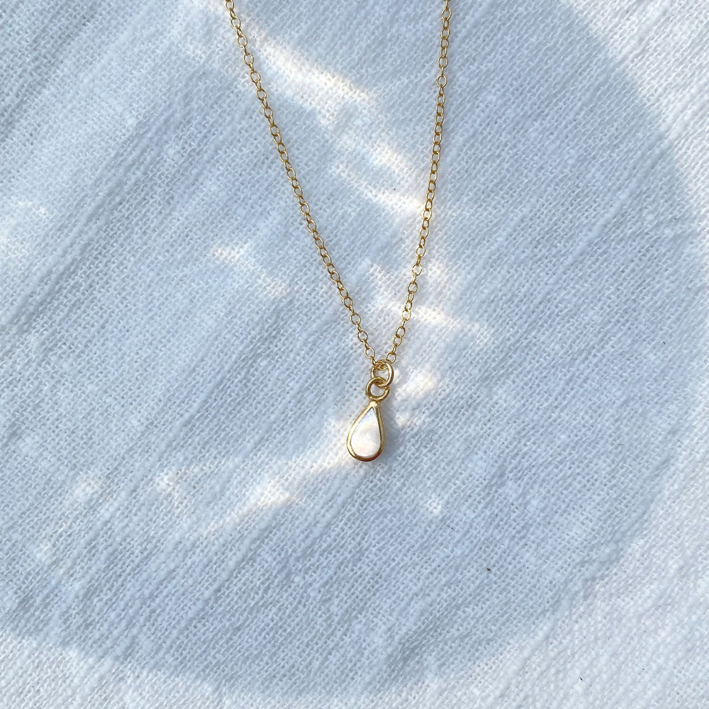 Mother of Pearl charm necklace gold filled