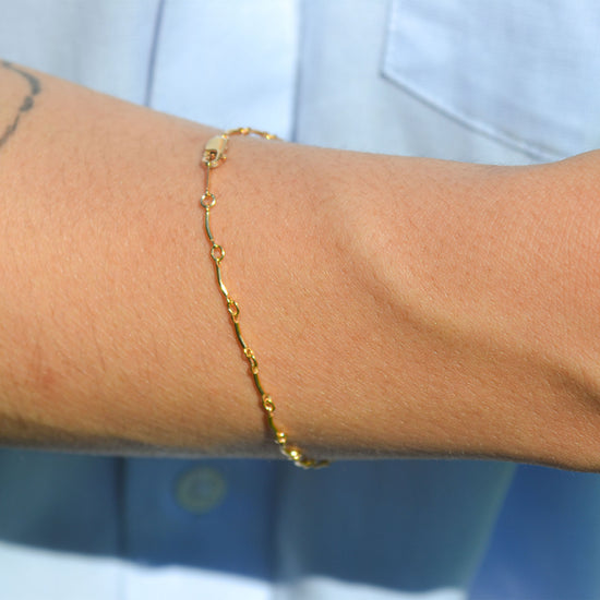 Wave bracelet gold filled for men