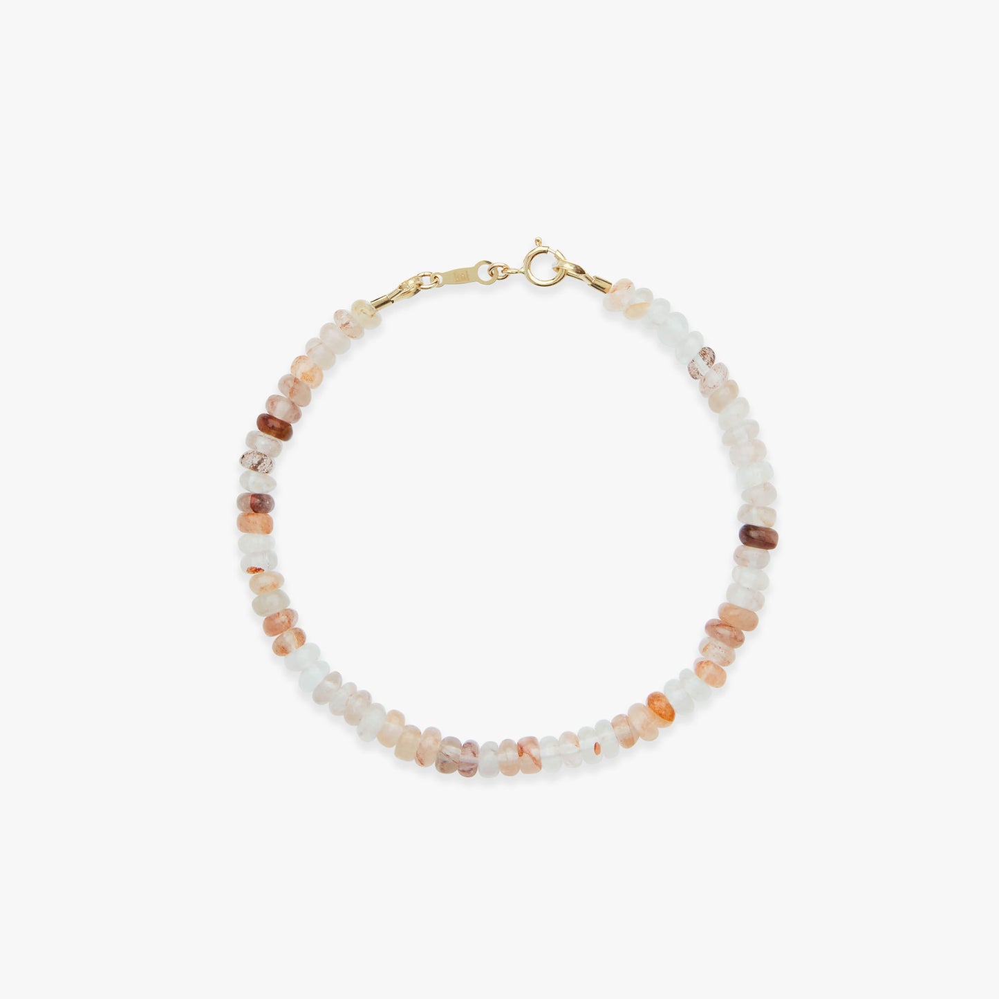 Beaded bracelet with small stones on a white background
