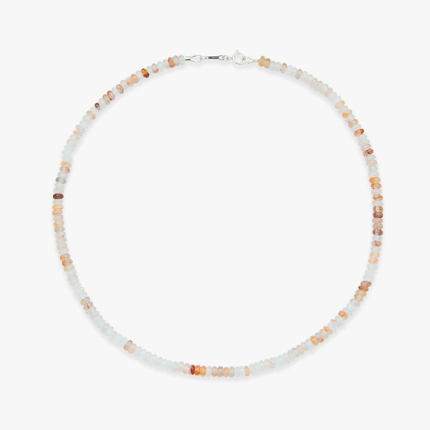 Necklace with small beads on a white background