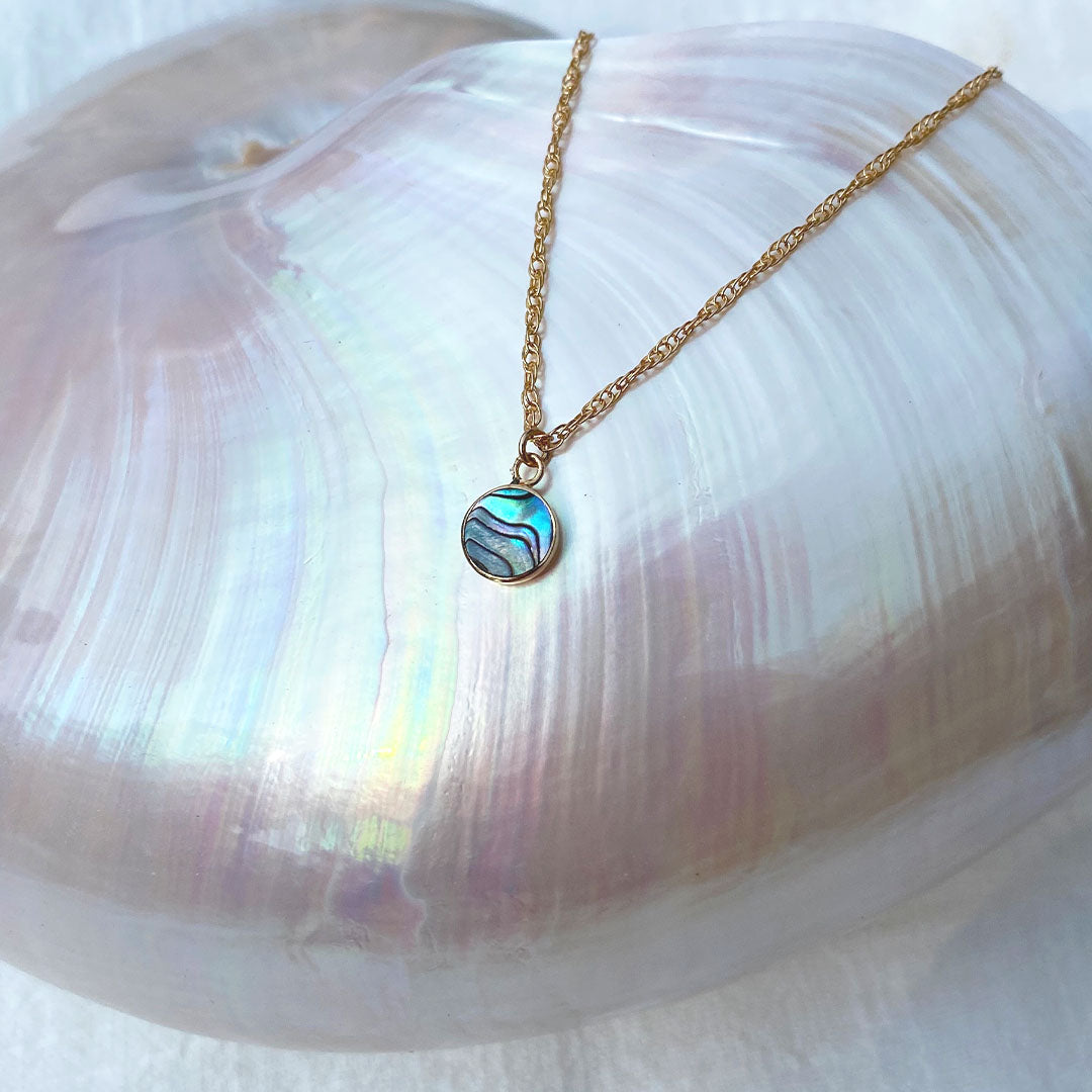 Abalone charm necklace gold filled