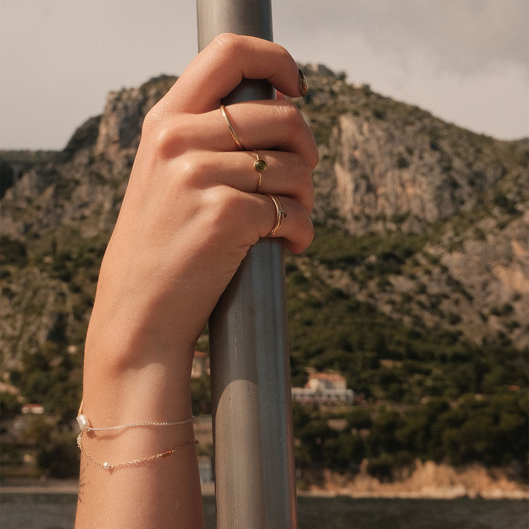 Round tourmaline gemstone ring gold filled