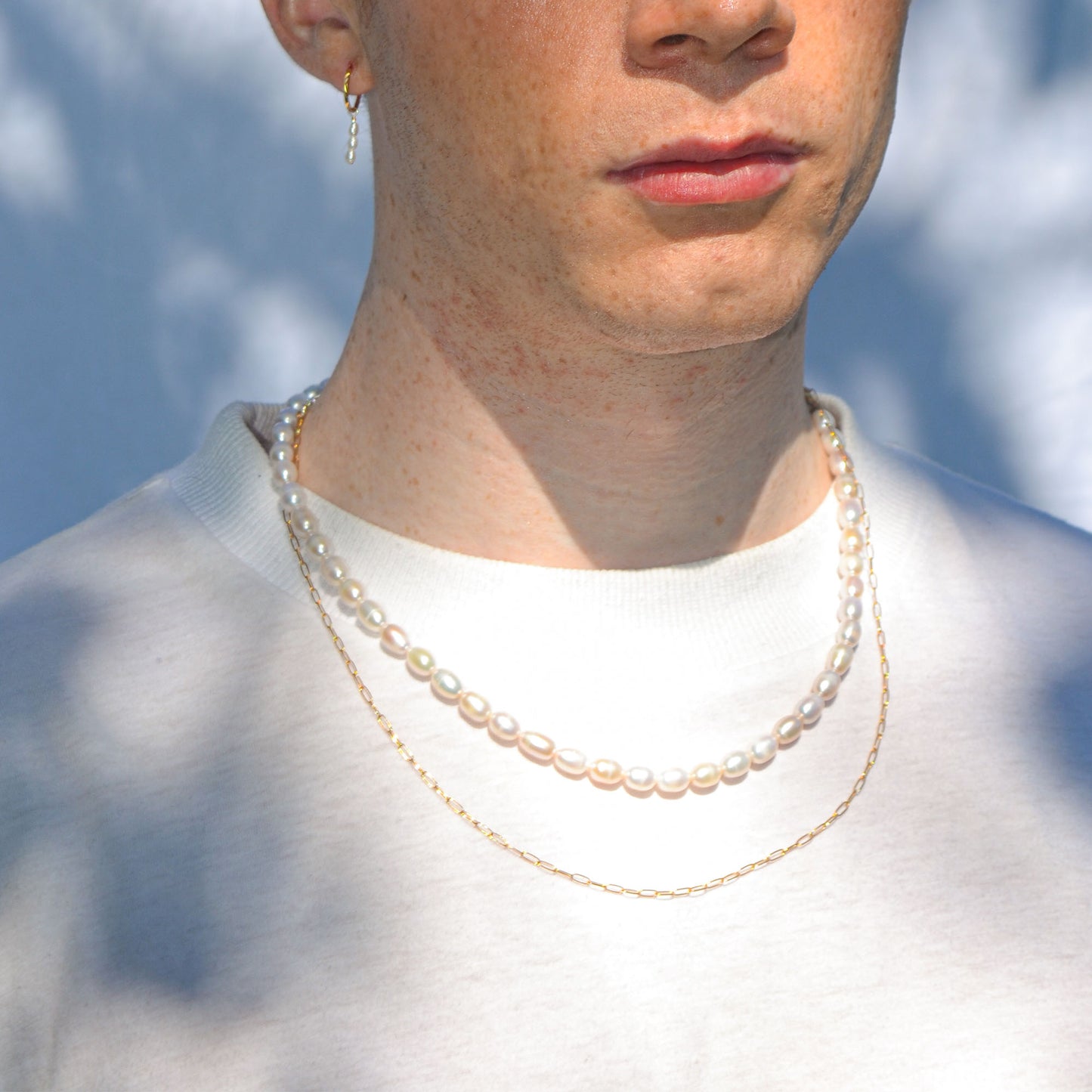 Paperclip chain necklace gold filled for men