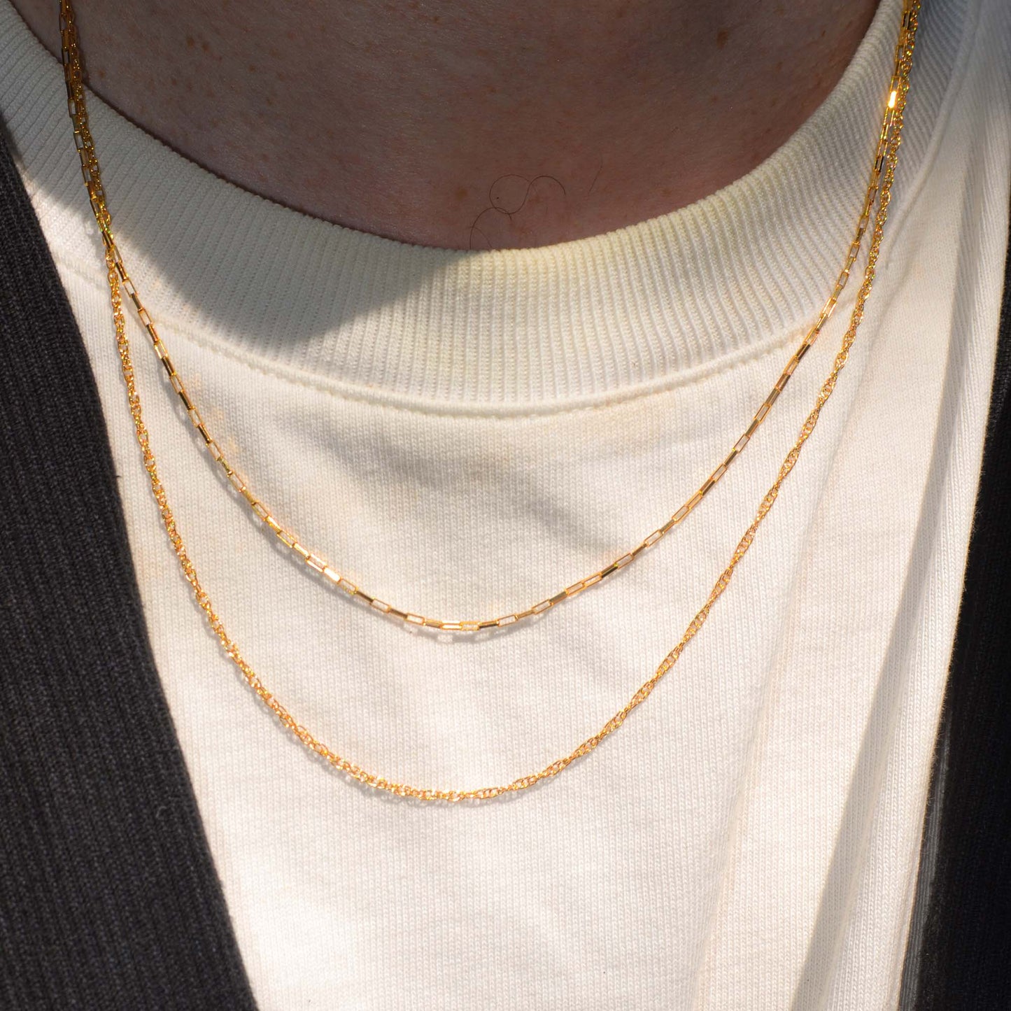 Box chain necklace gold filled for men