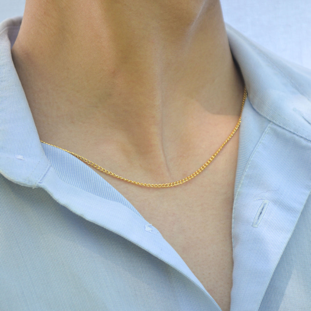 Large curb chain necklace gold filled for men