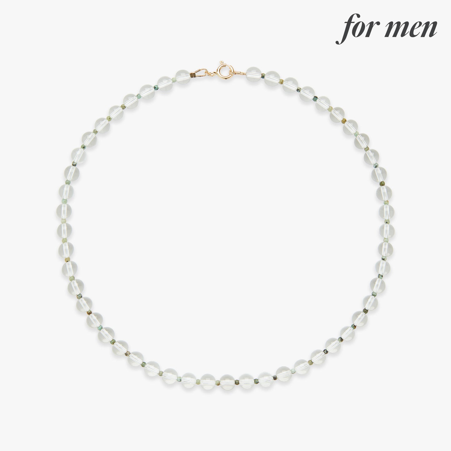 Iced matcha gemstone necklace gold filled for men