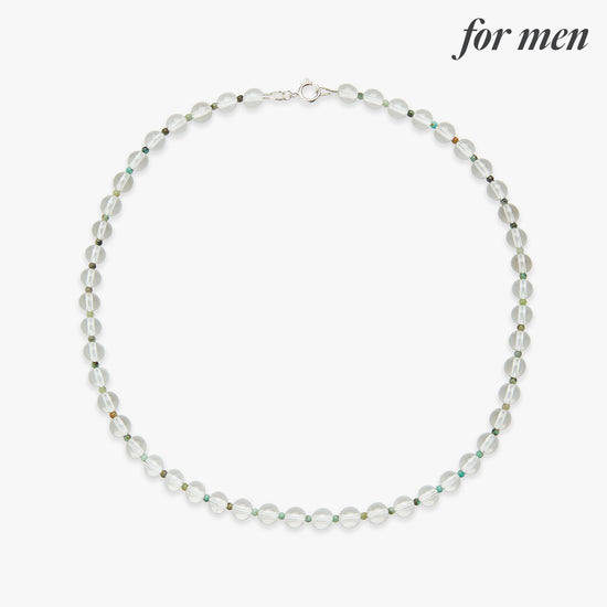 Iced matcha gemstone necklace silver for men