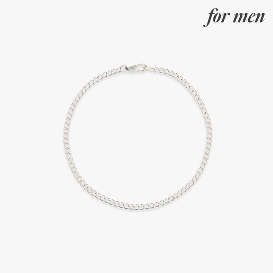 Large curb bracelet silver for men