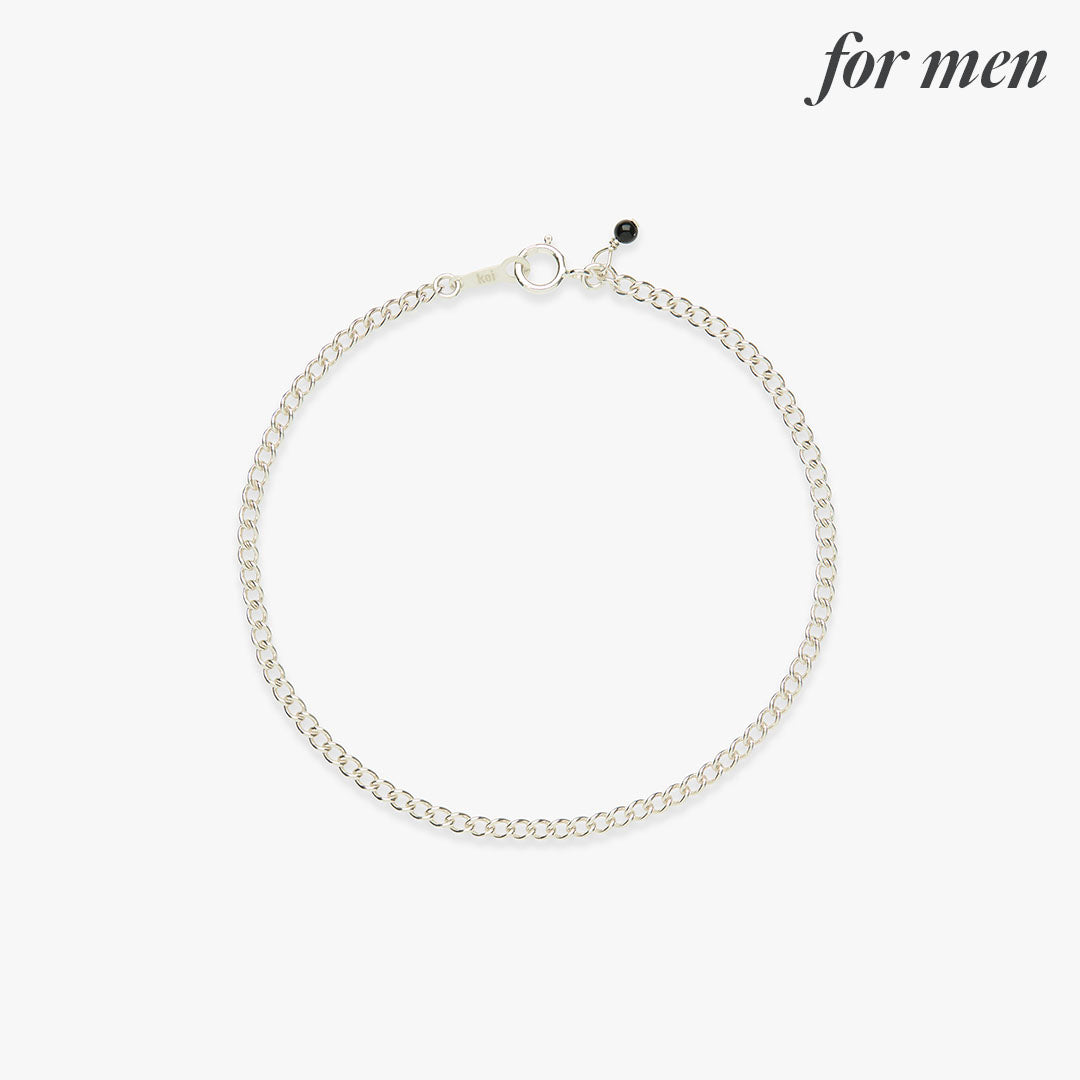 Large curb bracelet silver for men