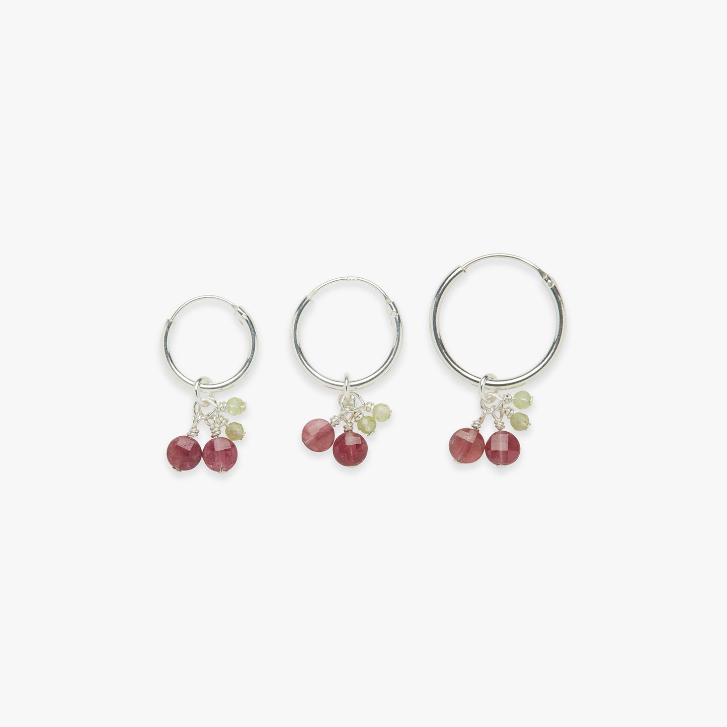 Mini cherry charm earring silver