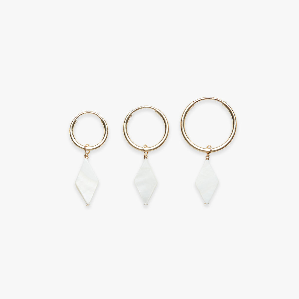 
                  
                    Mother of pearl diamond hoop earring gold filled
                  
                