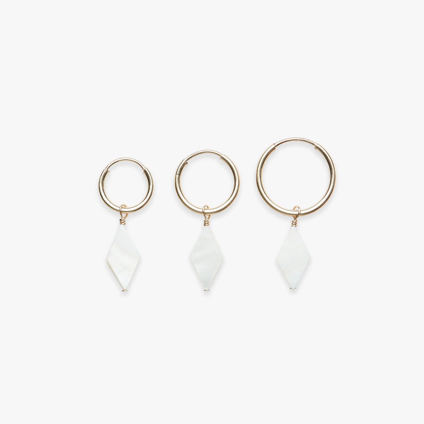 Mother of pearl diamond hoop earring gold filled