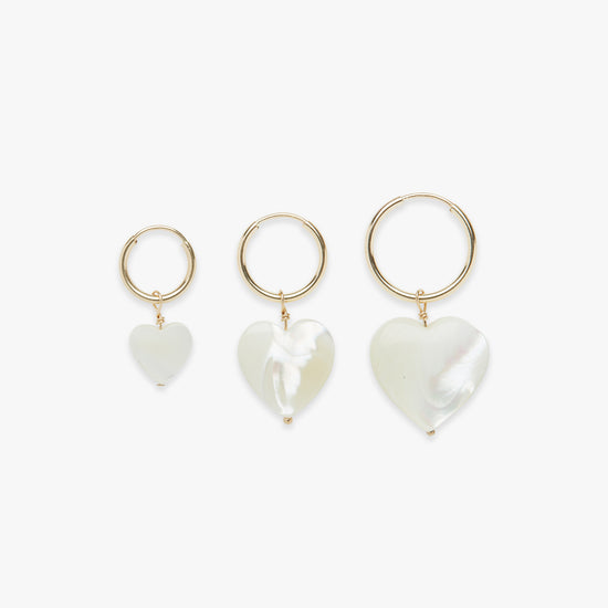 Mother of pearl heart charm earring gold filled